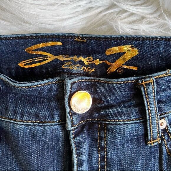 Seven7 High Rise Slim Straight Jeans Size 6 Rough Hem - Picture 3 of 7